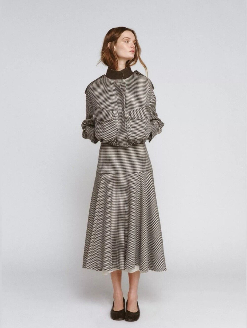 ZARA ZW COLLECTION BROWN COMBINATION PLAID SKIRT 💐💐💐